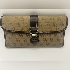 Dooney & Bourke Beige and Dark Brown Logo Wallet